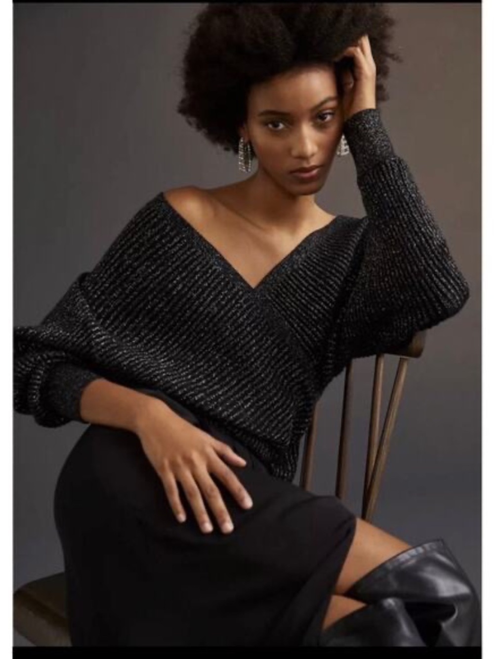 ANTHROPOLOGIE SURPLICE PULLOVE BLK/NOIR SWEATER